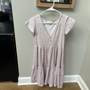 See You Monday Light Pink Floral Kids Dress